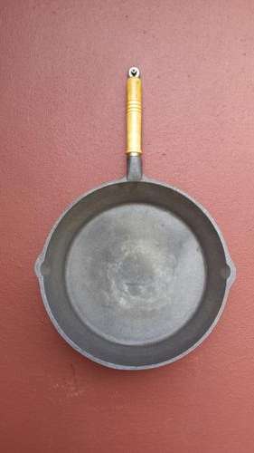 Large cast iron frying pan.