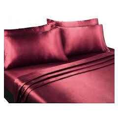New Burgandy Charmeuse Lingerie Satin Sheet Set Queen