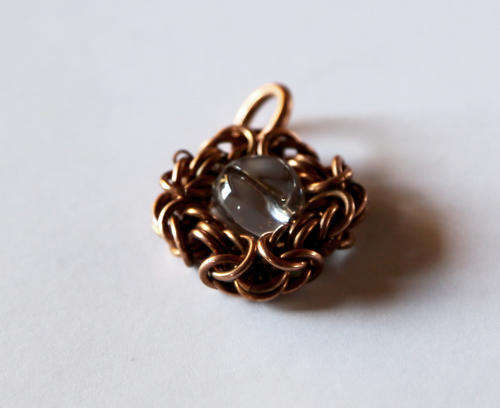 Copper Byzantine Chain Pendant with Swarovski Beads.