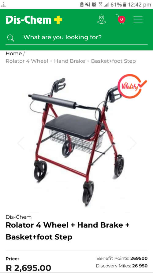 Rolator 4 Wheel Walker + Hand Brake + Basket + foot Step