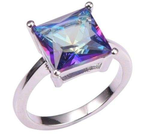 Rose Rainbow Sterling Silver High Quality Gemstone Ring Size 5