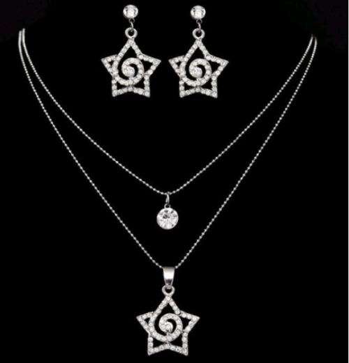 ELEGANT 18K White Gold plated Jewellery Set with Swarovski Crystals
