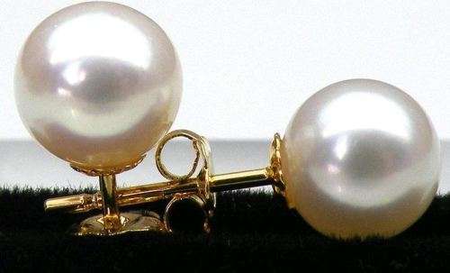 GENUINE 11mm Akoya White Pearl Earrings WITH 14k Yellow Gold backings
