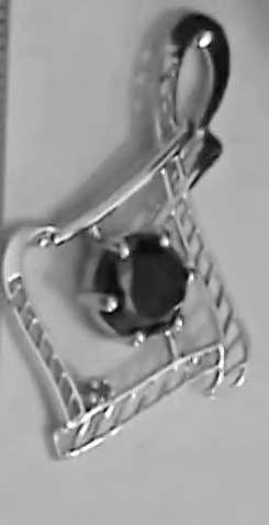 ***Buy Safe*** - GIA CERT. 0.8Ct BLACK DIAMOND & 2.01ct MOISSANITE on .925 STERLING SILVER PENDANT