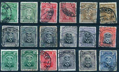 Rhodesia (1913) and Southern Rhodesia (1924) Admiral issues - Various