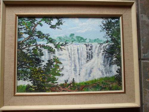 Oil Painting of Victoria Falls on board