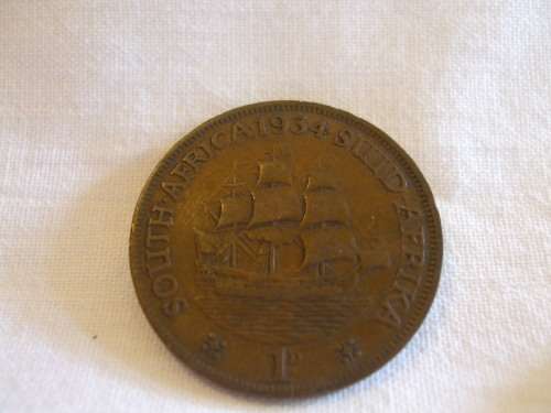 1934 South African One Penny coin