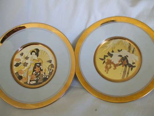 12 Chokin Plates from the Hamilton Collection "Japanese Floral Calendar"