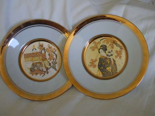 12 Chokin Plates from the Hamilton Collection "Japanese Floral Calendar"