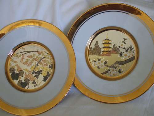 12 Chokin Plates from the Hamilton Collection "Japanese Floral Calendar"