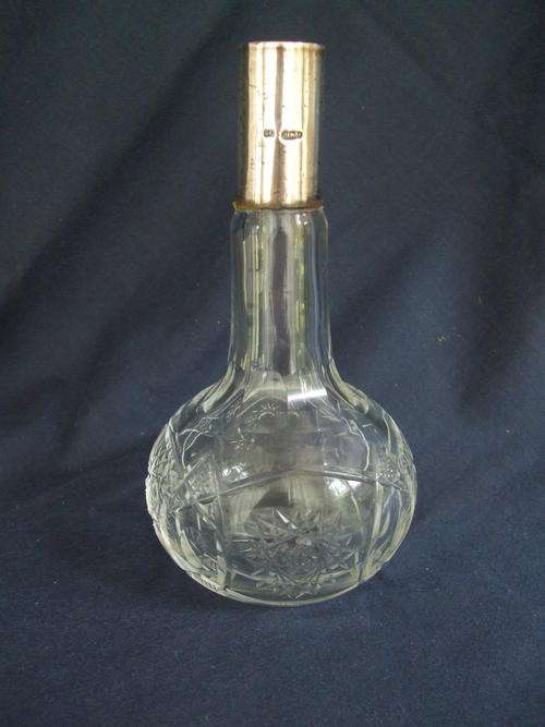 Vintage Perfume Bottle with Silver Neckband - No Stopper