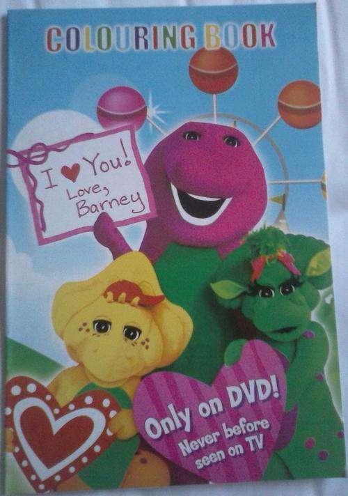 BARNEY COLOURING & STICKER BOOK & 12 COLOR PENCILS FREE!!!