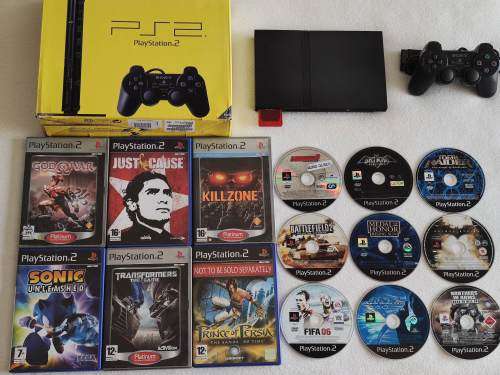 Playstation 2 Console + 15 Games (PS2 Slim)