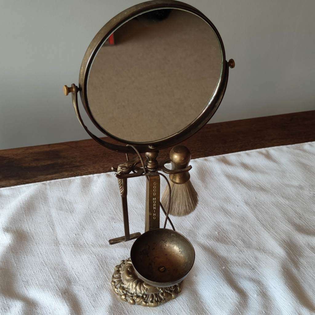 Brass Shaving Stand With Razor Handle And Brush