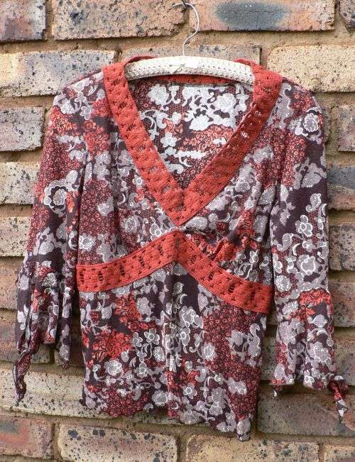 Vintage boho top with long sleeves and trim (OBR Jeanswear) - Size 36