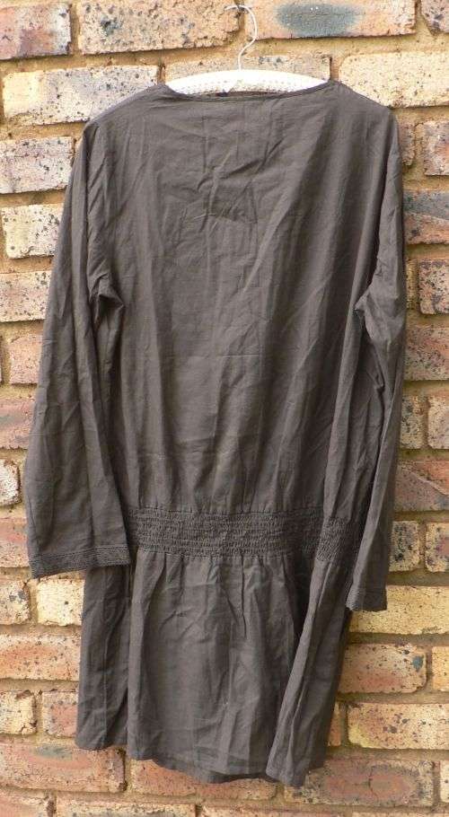 Vintage Accessorize long brown tunic top with long sleeves and trim - XL