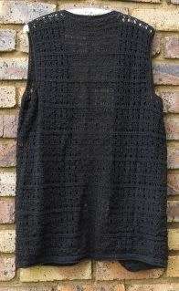 Crocheted long black gilet top - Size M - L