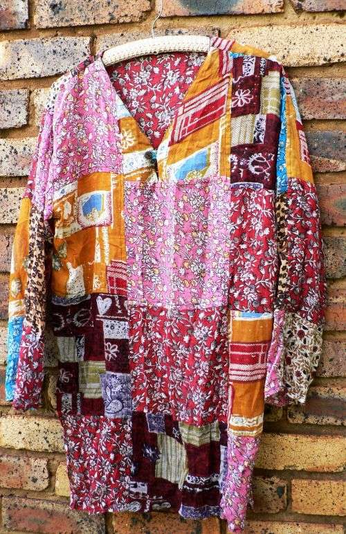 Long boho patchwork long tunic top - Free size