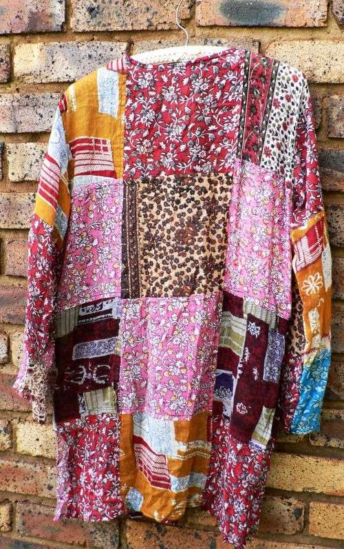 Long boho patchwork long tunic top - Free size