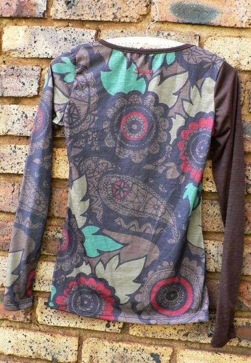 Smash T-shirt top with long sleeves (brown) - Size S