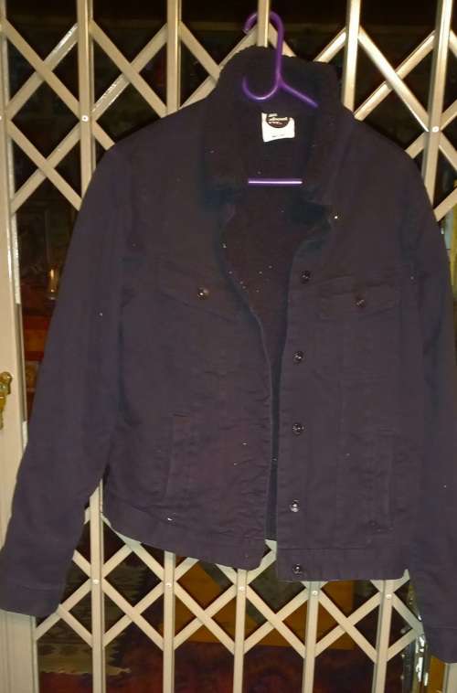 Ladies black fleece-lined `Danny` denim jacket