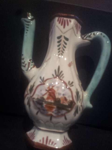 Delft - rare piece - colour delft -see pics for full description 15cm approx