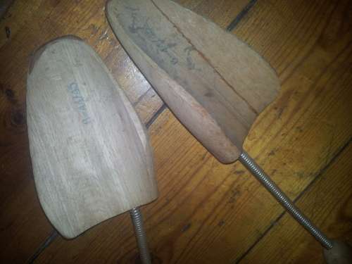 wooden shoe stretchers -one repaired - collectable