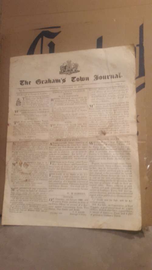 Antique paper dated Friday 30 December 1831 : THE GRAHAMS TOWN JOURNAL