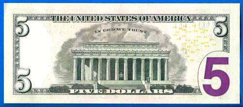 USA 5 Dollars 2013 UNC Mint San Francisco L12 Suffix F Dollar Banknote United States of America