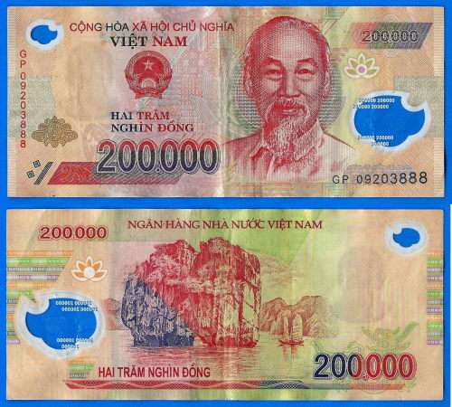 Vietnam 200000 Dong 2009 Prefix GP Boat Asia Polymer Banknote