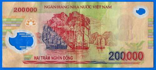 Vietnam 200000 Dong 2009 Prefix GP Boat Asia Polymer Banknote