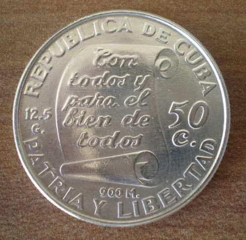 Cuba 50 Centavos 1953 Commemo Jose Marti 100 Years Silver Coin Caribe America Coin