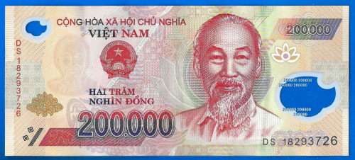 Vietnam 200000 Dong 2018 Prefix DS Boat Asia Polymer Banknote