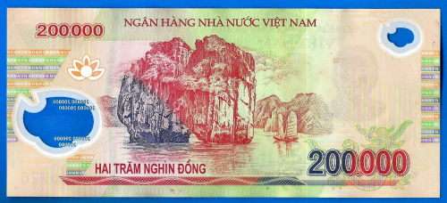 Vietnam 200000 Dong 2018 Prefix DS Boat Asia Polymer Banknote