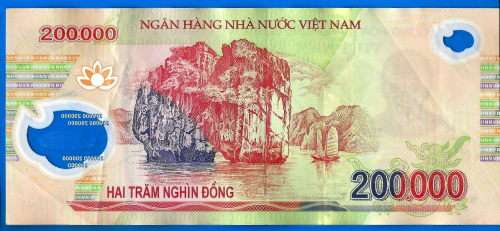 Vietnam 200000 Dong 2010 Prefix TR Boat Asia Polymer Banknote