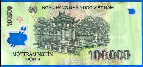 Vietnam 100000 Dong 2017 Prefix BN Boat Asia Polymer Banknote