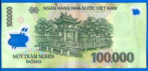 Vietnam 100000 Dong 2017 Prefix YR Boat Asia Polymer Banknote