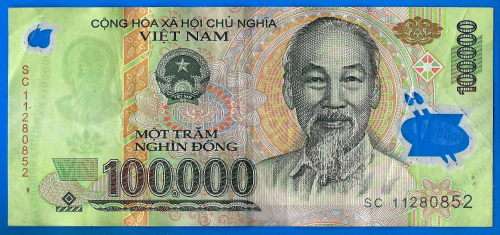 Vietnam 100000 Dong 2011 Prefix SC Boat Asia Polymer Banknote