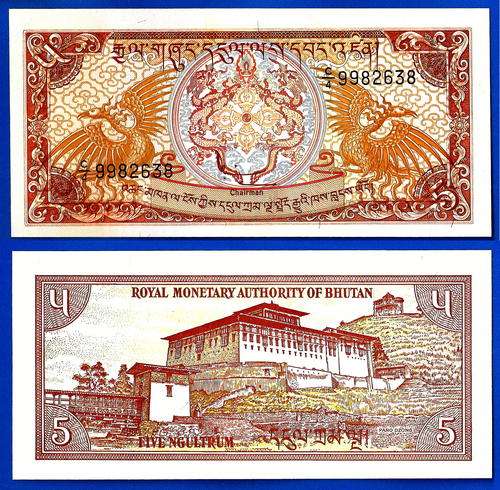 Bhutan 5 Ngultrum 1985 UNC Asia Bird Banknote