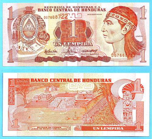 Honduras 1 Lempira 2004 UNC Lempiras Central America Banknote
