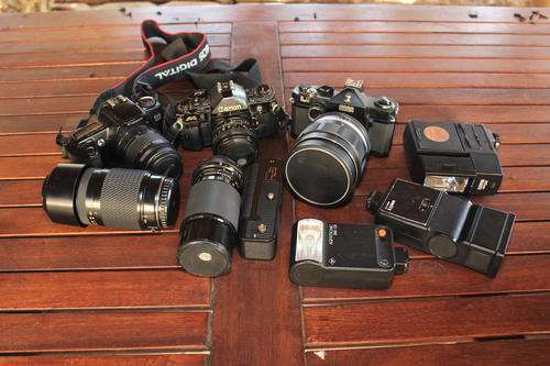 Canon job lot film camera's & lenses & other