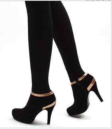 Black Stylish Gold Lined High Heel Boot ( Size 4 - 6 )
