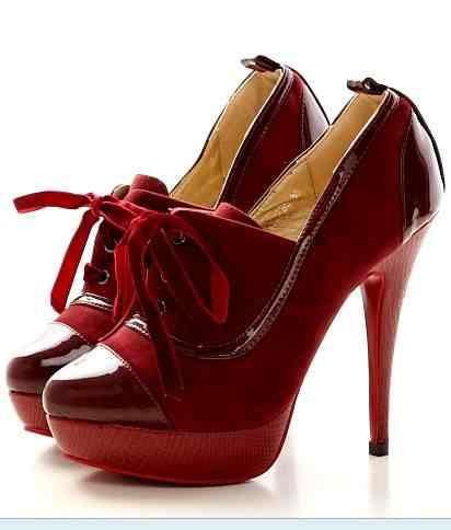 Stylish Red Sexy Strapped Leather Pumps (Size 3.5 - 6 )