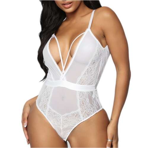 Lace V Bodysuit Sexy Lingerie - Size Large