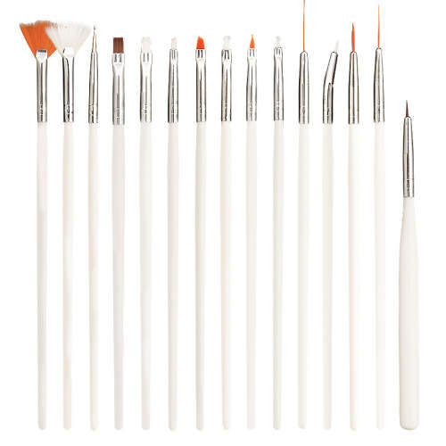 15pcs Art Pen Nail Brush Tool Set - Pink