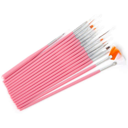 15pcs Art Pen Nail Brush Tool Set - Pink