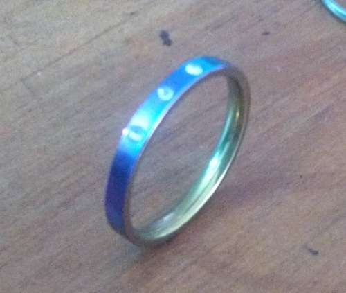 Titanium Finish Ring, Studded Diamond, Size 11 (X)