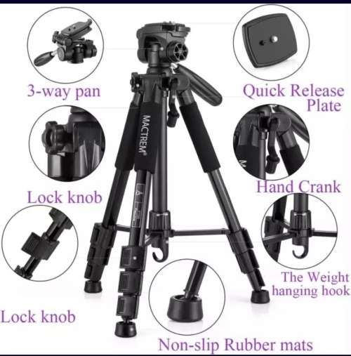 Lightweight Aluminum Mactrem PT55 Travel Camera Tripod for Dslr and phone