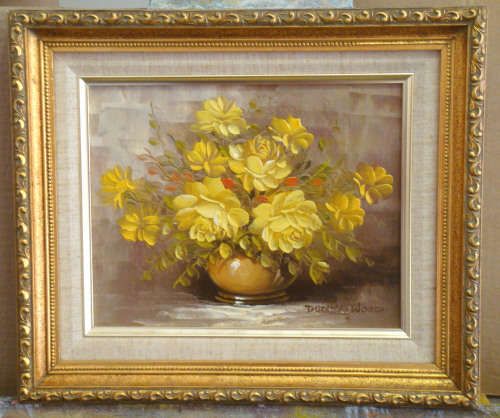 BEAUTIFUL ROSES with thick texture.  Painted By Donna Wood. Size 350mm x 300mm