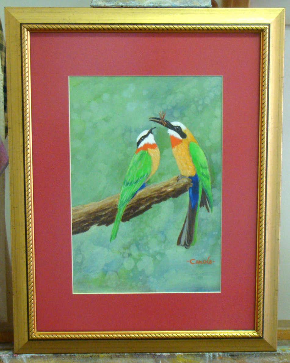 `EUROPEAN BEE-EATER` - OIL -  FRAMED AND READY TO HANG -  by  Carola - Size : 455mm x 355mm